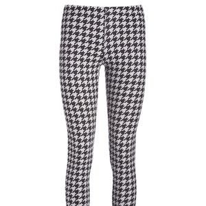 Black & White Houndstooth Fleece-Lined Leggings